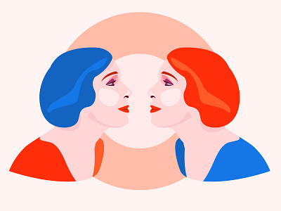 Face to Face face illustration mirror pattern portrait sideview woman