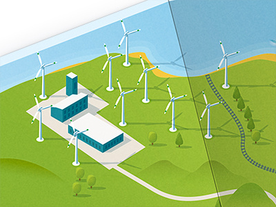 Detail 2 editorial green illustration map ocean wind engery