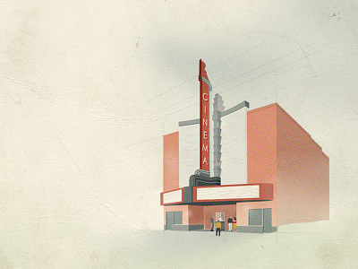 Cinema architecture building cinema illustration movie theatre vintage