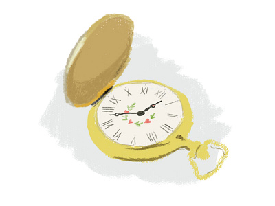 Clock clock flowers illustration time yellow