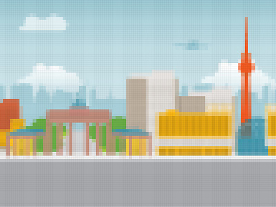 Pixel city berlin city flat illustration pixel