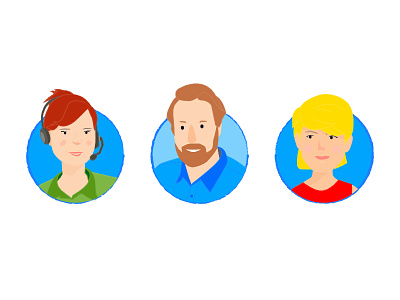 Portraits blue and orange employee app icon illustration people at work portraits staffbase