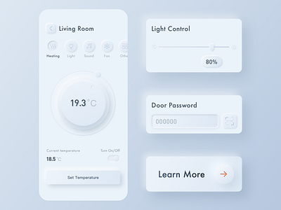 Neumorphism Smart home app design ui ux