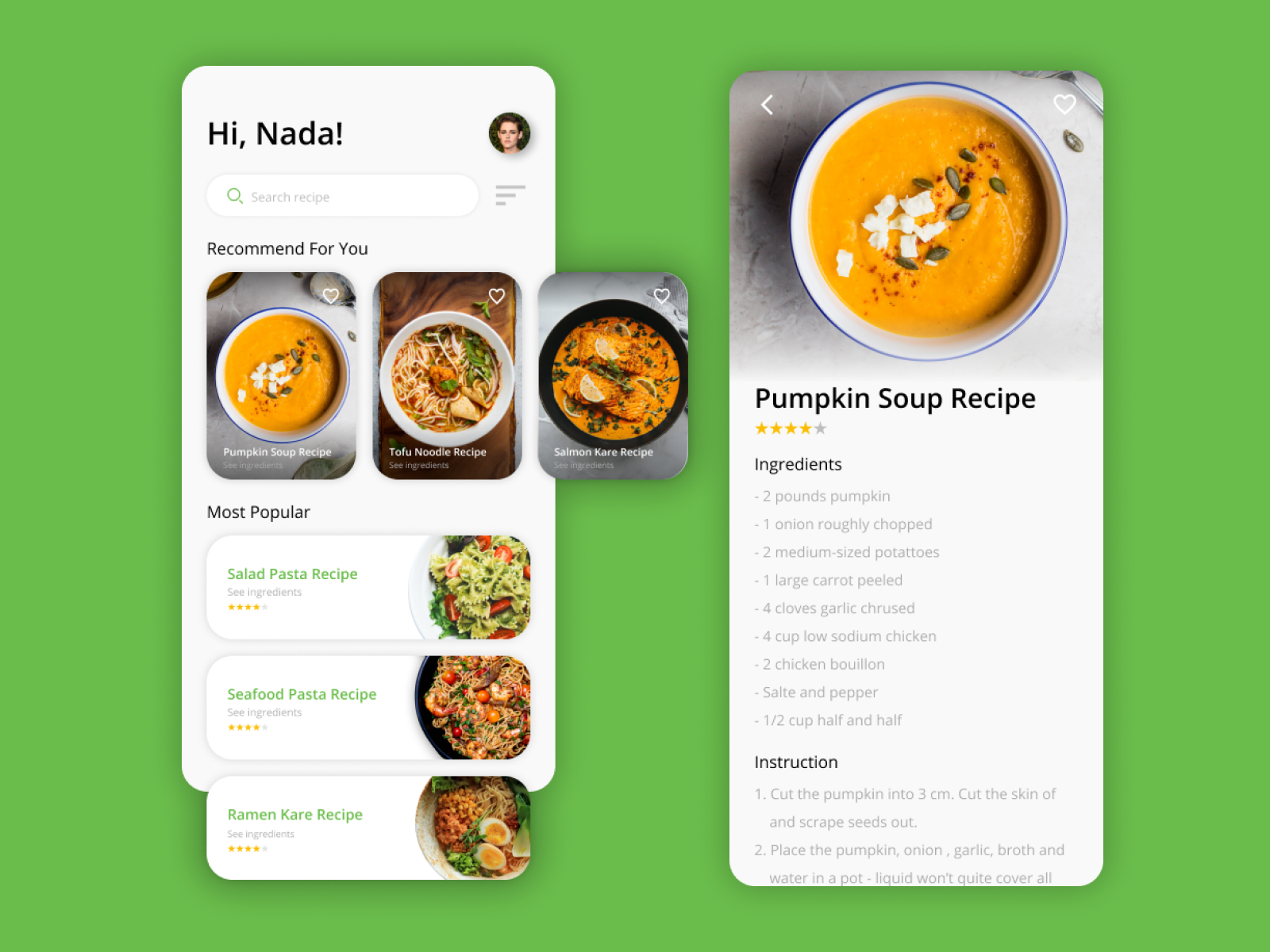 Food Recipes - Mobile App by Nada on Dribbble