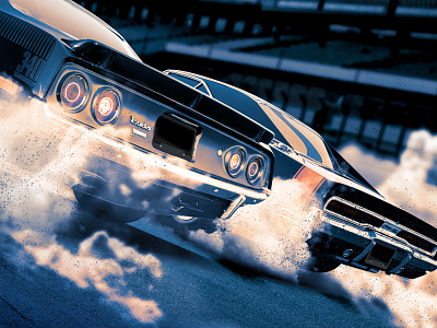 Cars In Drag... Races burnout drag race muscle cars photo manipulation