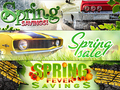 Spring Sales Banners email header muscle cars sale graphic spring