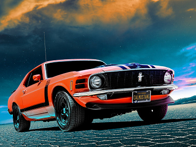 Be The "Boss" advertisement boss 302 muscle car mustang orange photo manipulation