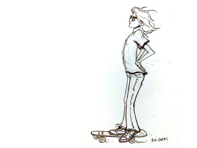 Interesting Pose ink pose skateboard skater sketch