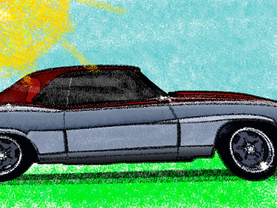 Making Dad's Card... crayon fathers day kids drawing muscle car photoshop