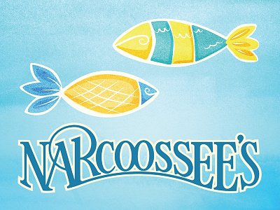 Narcoossees Coffee art direction coffee disney fish illustration label packaging texture water