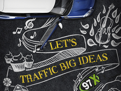 Startup 275 Outdoor 1 art direction banner billboard car chalk illustration outdoor top down