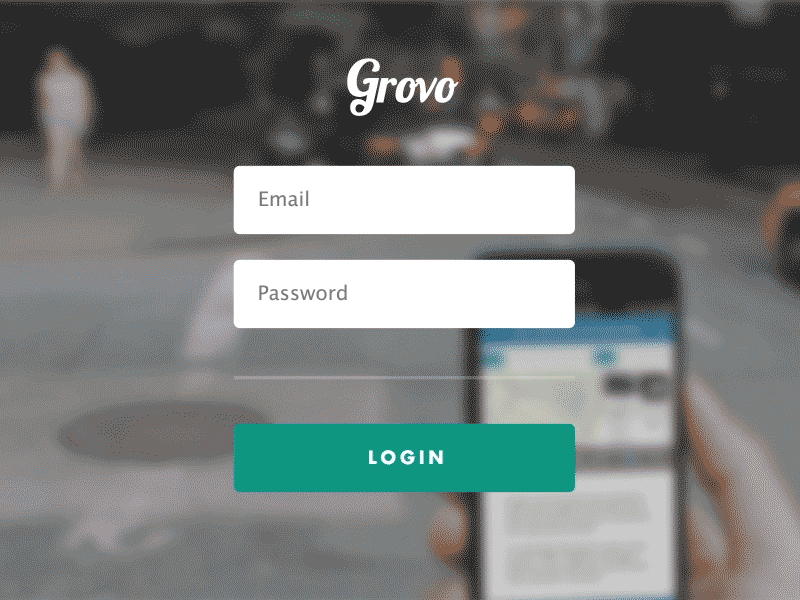 Login field branding button flat gif grovo login field motion movie simple ui design web design