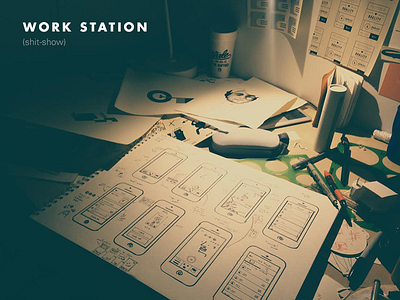 Work Station design hand drawn illustration mess pens print design product design sketch studio tools ui work area