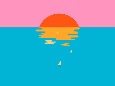 Sail away with me boats design flat illustration ocean sailboats summer sunset ui vibrant colors