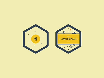 Space Badges badge color design flat iconography illustration meteor simple space typography ui