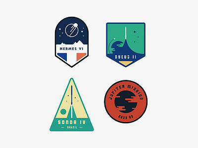 Mission patches badge countries crest design illustration mission patches rockets shapes simple space stars