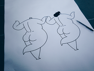 die Tänzer characters dancers design drawing fat illustration line man poster print simple woman