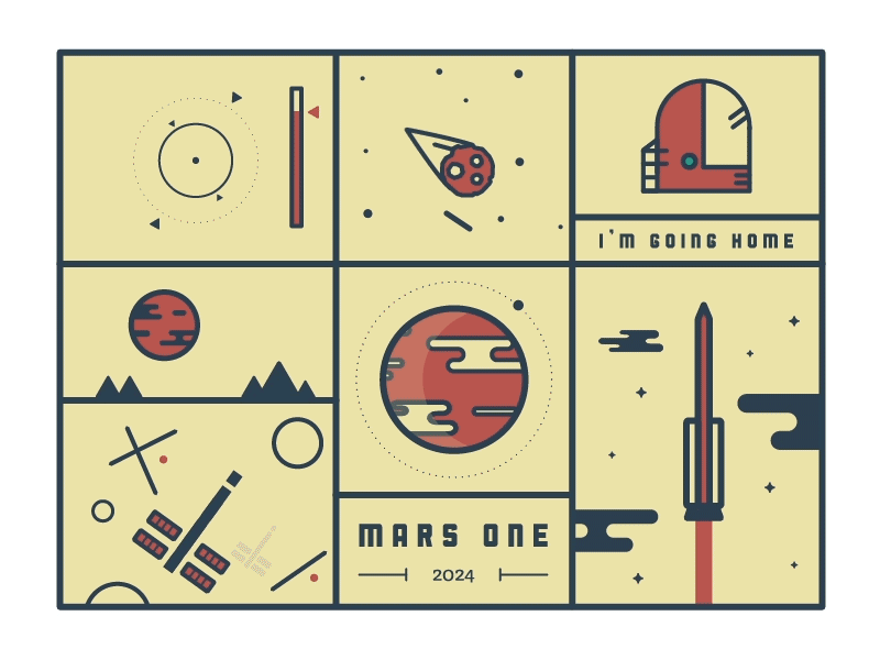 Mars One animation design exploration gif illustration layout design mars motion planet rocket space helmet typography