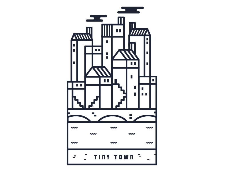 Tiny Town animation boat design gif illustration line minimal motion smoke subway town typography