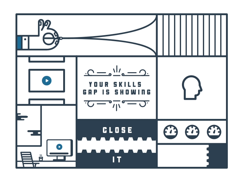 Close the gap animation design gif grovo iconography illustration layout motion simple skills gap typography ui