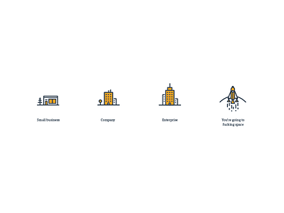 Pricing icons bad humor buildings design enterprise iconography illustration rocket simple space web