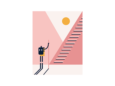 The Climber character climber flat graphic design hiker illustration learner mountains simple sun