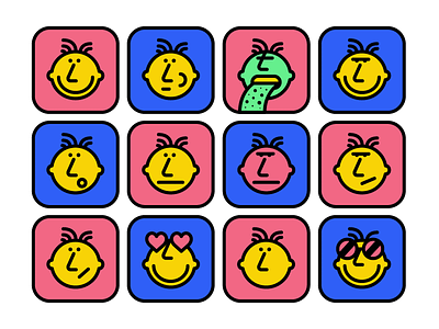 Dumb Lemons emojis emotions faces heads illustration lemons reactions simple stickers web design