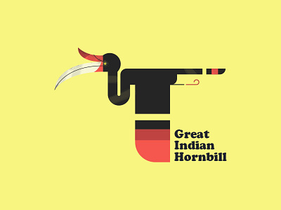 GIH bird exotic graphic design great indian hornbill illustration simple typography
