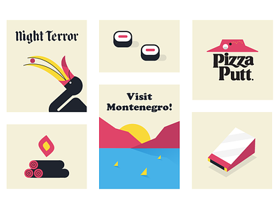 🤷 bird fire graphic design illustration print random sushi typography