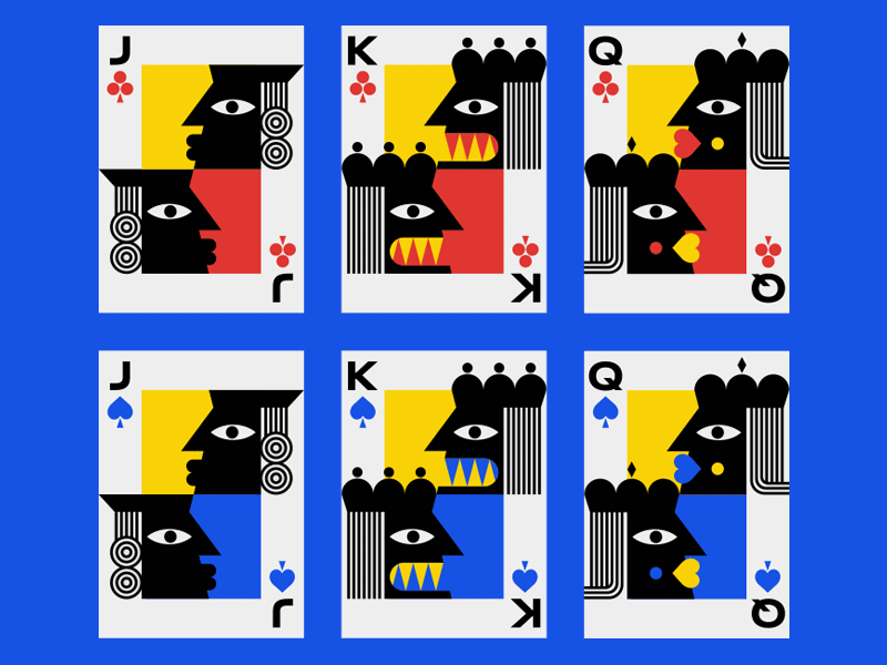 🃏 design flat gif illustration jack king playing cards poker queen typography