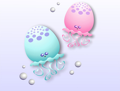 j animal character children cute fish funny illustraion jelly jellyfish ocean pink sea