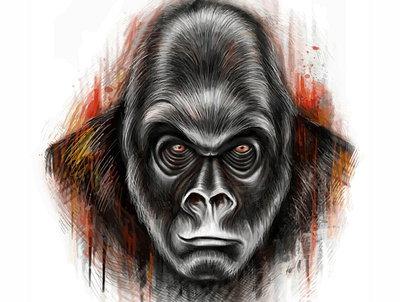 15597634461364 animal animals character cute drowning evolution gorilla graphic graphic design human humanity illustraion monkey wacom