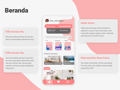 Ko-Ling UI HOME (Coliving Indonesia) app branding copywriting design flat home homepage illustration ui ux