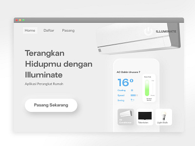 Illuminate - UI Landing Page ( Home Application) app branding copywriting design flat homepage minimal ui ux uxdesign
