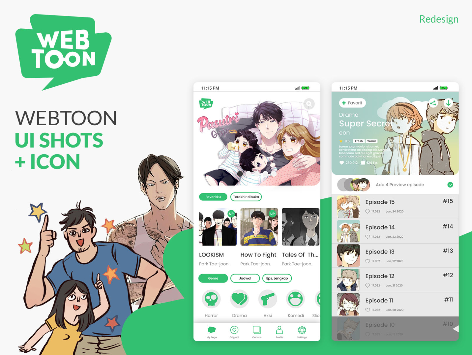 UI shots redesign Webtoon by Atho Faruq on Dribbble