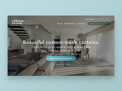 Website Design for Custom Curtains copywriting curtain interface interior design ui user experience ux web design website design