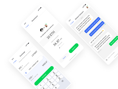 Screens for Crypto Chat app app design bitcoin blockchain crypto cryptocurrency design ethereum ui ux