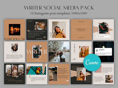 Writer Social Media Pack canva canva templates instagram instagram feed instagram post instagram templates poetry template writer writer social media