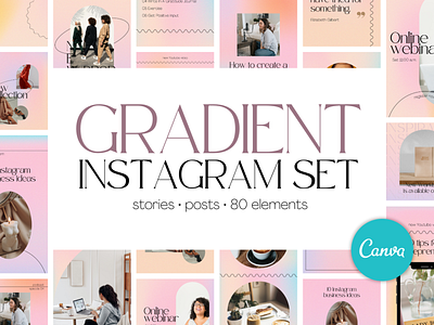 Gradient Instagram Set aesthetic camva templates canva gradient instagram instagram posts instagram stories instagram templates templates