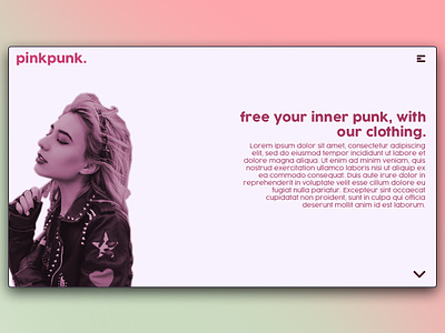 Day 82: Pink Punk Website branding clean design graphic desgin interface landing page minimal pink punkrock ui web design