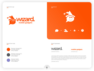 Wizard Mobile Gadgets Logo app application branding clean design flat flat illustration flatdesign logo minimal mobile product design type typography ui ux