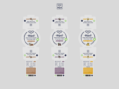 Hijaz Goat Milk Yogurt - Packaging Labels brand branding clean design illustration labeldesign labels logo package packaging product design typography vector wrap wrappack