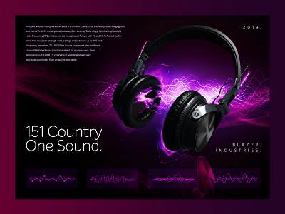 Blazer Industries Headphones animation app brand branding clean design headphones illustration lettering logo product design product designer shine sound design sound wave type typography ui vector web