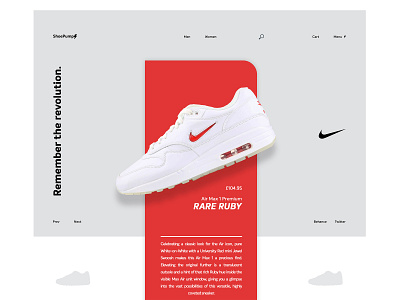 Nike Air Max 1 Premium - Rare Ruby - Landing Page brand branding clean design identity logo minimal nike sneakerhead sneakers ui ux