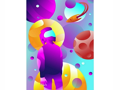 Space in my mind adobe illustrator colors illustration inspiration space spaceman spaceship sphere vector
