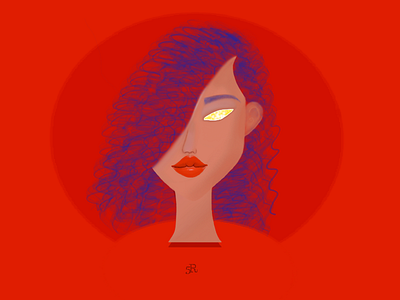 Shiny Red 5rdigital applepencil art curlyhair digital drawing hair illustration ipad painting procreate red