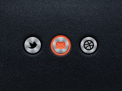 Glowing Buttons buttons design dribbble email interface leather metal social texture twitter ui