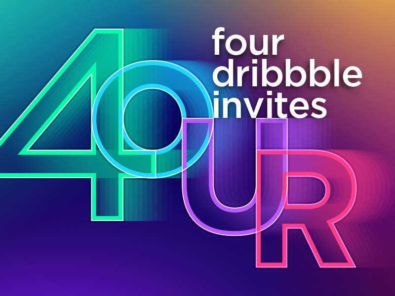 Dribbble Invites web app webdesign web design geometric design typography gradients colors neon invites