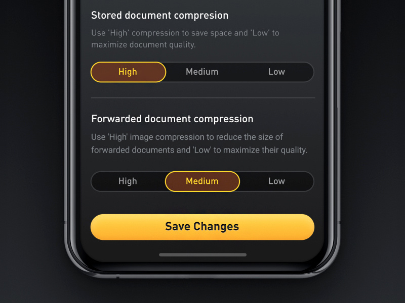 Settings menu dark app dark settings ui settings interface design ux ios mobile app mobile ui