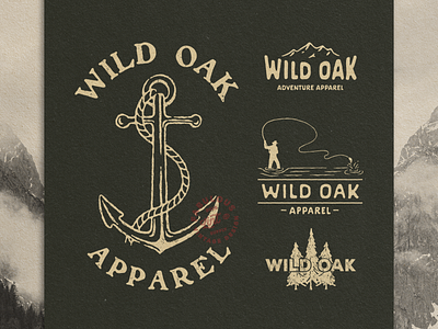 Wild Oak Apparel apparel design artwork brand brand design branding clothing design design graphic design logo mountains outdoors vintage woods
